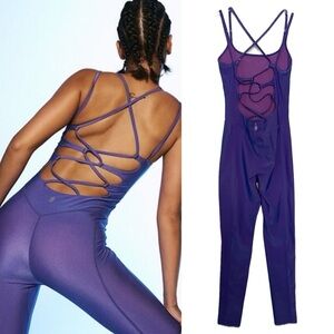 FP Movement You Glow Girl Onesie Free People iridescent Purple Combo S Strappy